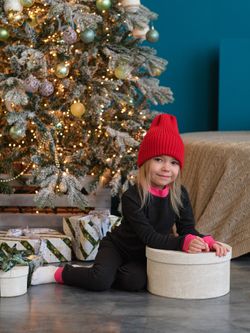 Шапка вязаная-резинка весенняя/осенняя КЭП(Красный)