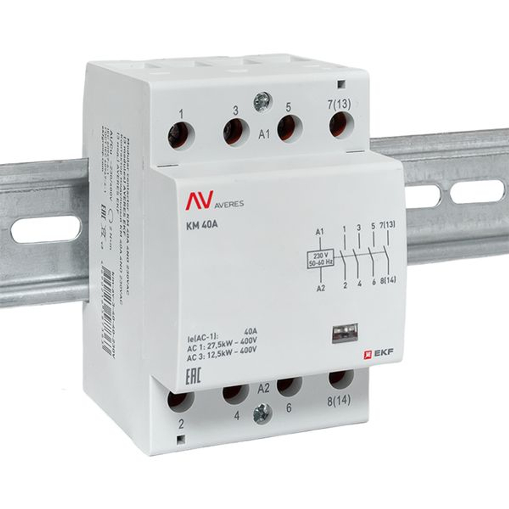 Контактор модульный КМ 40А 4NO 230В АС (3 мод.) AVERES EKF