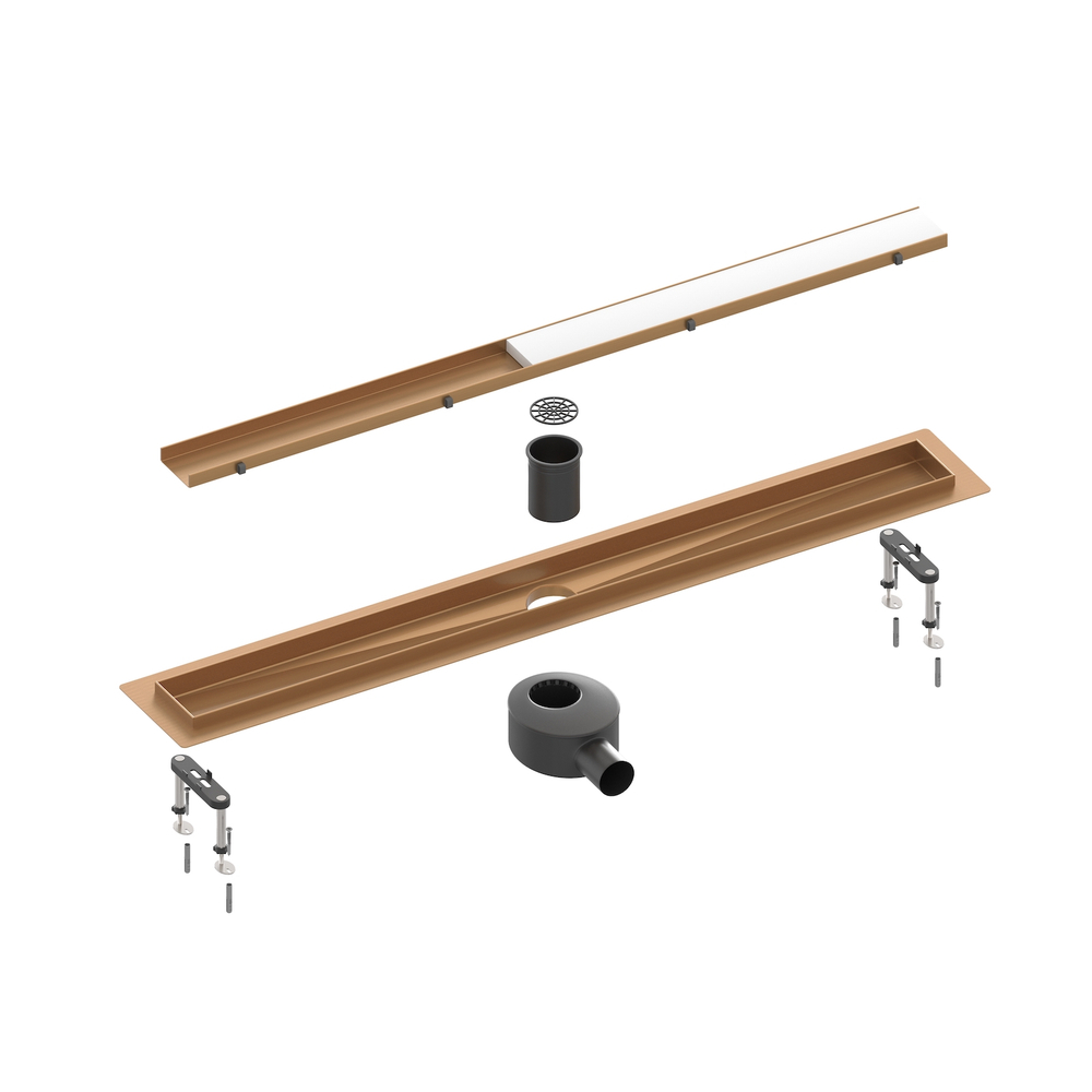 Душевой лоток Drain System 900 DS230209/19 Розовое золото, с двусторонней панелью «Plate» под плитку