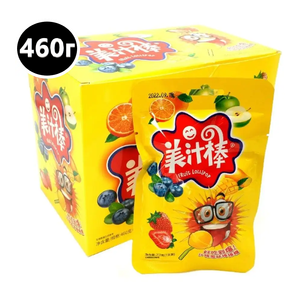 Леденцы на палочке с фруктовыми вкусами Fruit Lolipop 460 г