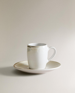 Zara Home чайная пара из каменной керамики, цвет бежевый, 13 см