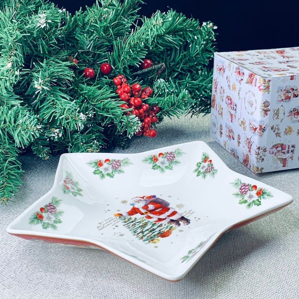 Lenardi 205-291 Блюдо 24х24см НОВЫЙ ГОД в под.уп.(х24)Фарфор