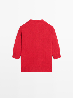Massimo Dutti Свитер поло свободного кроя, красный