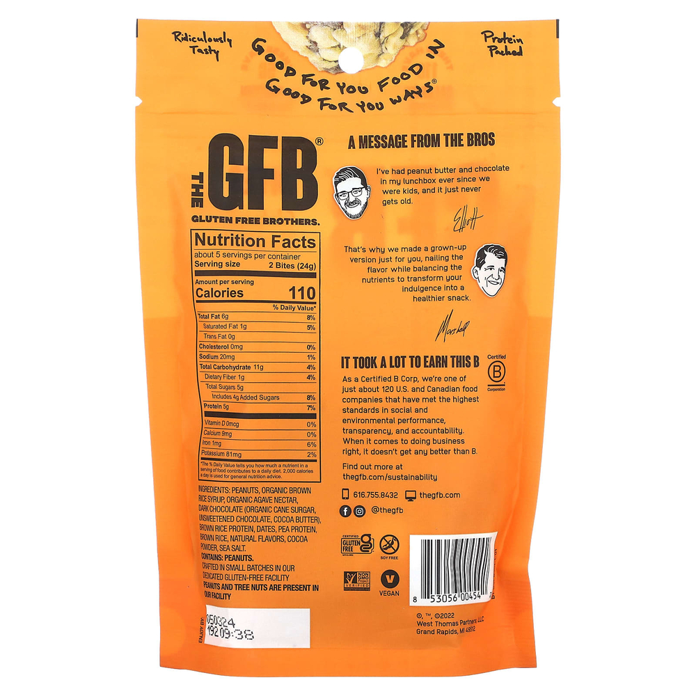 The GFB, Кусочки без глютена, темный шоколад и арахисовая паста, 113 г (4 унции)