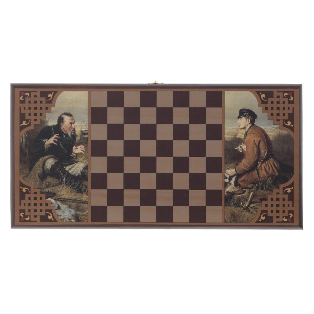 GAEM Игра настольная 2 в 1 ( шашки, нарды) "Охотники на привале", L50 W25 H3 см