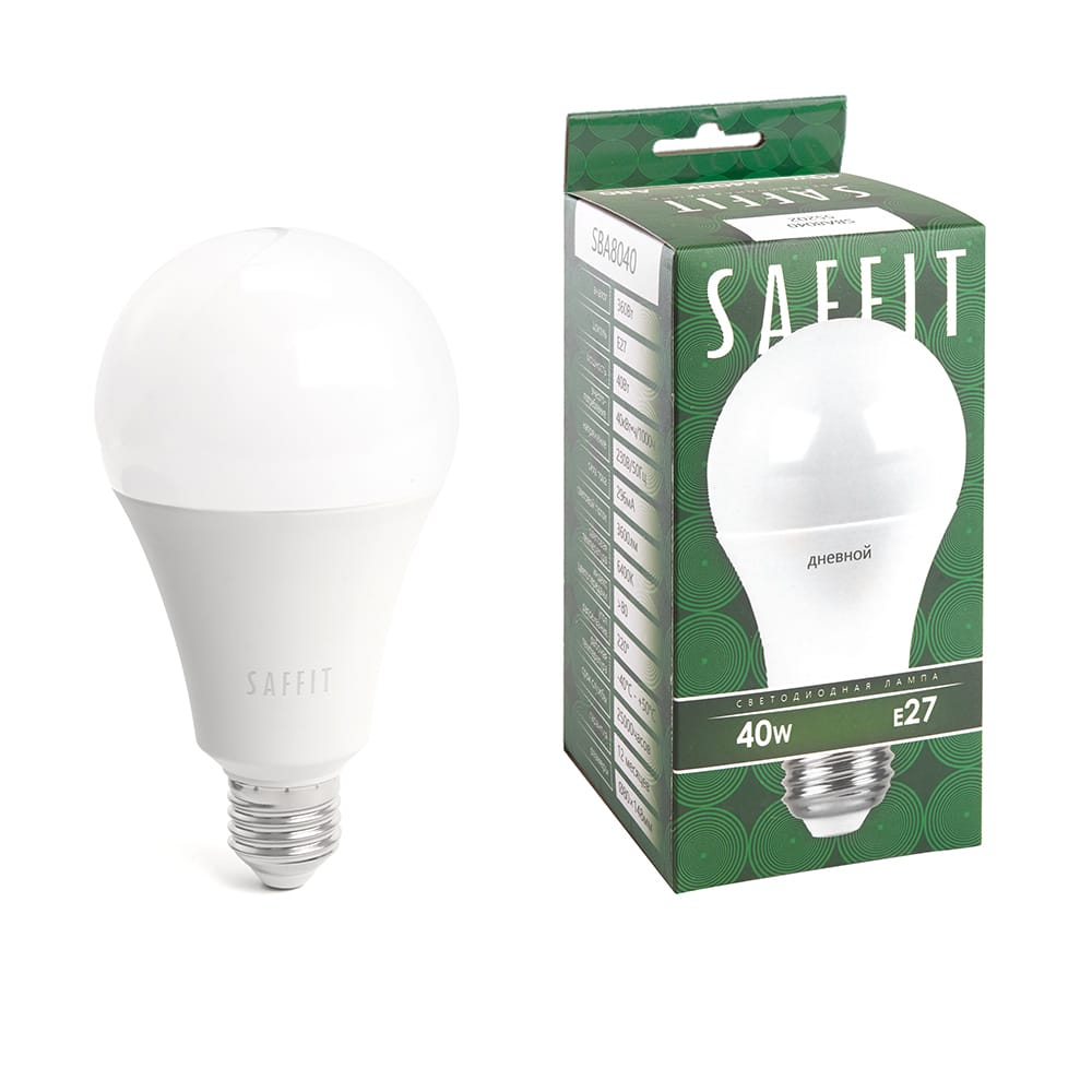 Лампа светодиодная LED SAFFIT груша SBА8040 40W Е27 А80 6400K 3600Лм