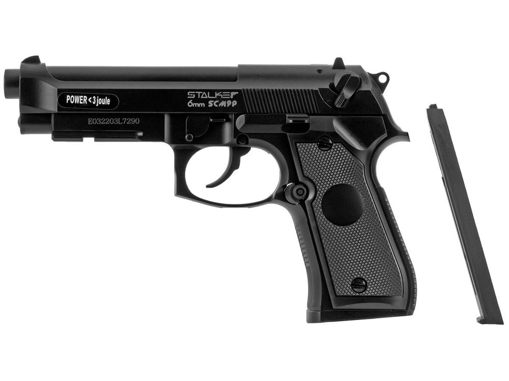 Пистолет пневматический Stalker SCM9P (Beretta M9), к.6мм, 12г CO2, пластик, магазин 14 шариков, до 105м/с