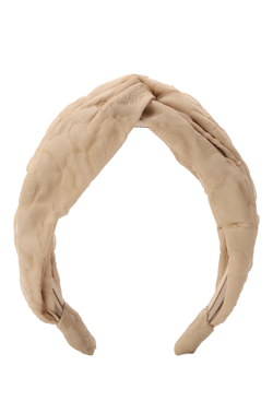 Ободок-узел из бежевой фактурной ткани