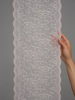 03-295 ОПТ Кружево эластичное 22 см, серебристый пион 168