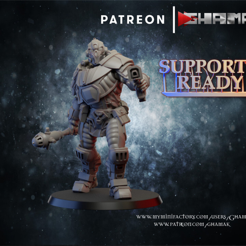 Adeptus Arbites Имперский арбитр №1 с дубиной и пистолетом миниатюра для dnd, днд, pathfinder, фентези, Настольная игра, НРИ, Варгейм, РПГ