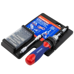 Отвертка с набором бит и головок, 29пр. WORKPRO GSCI-1607