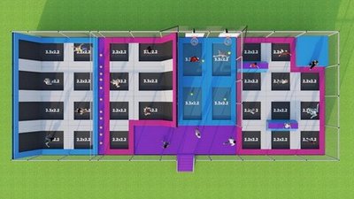 Батутная арена с баскетбольными кольцами (23х9х3.15м)