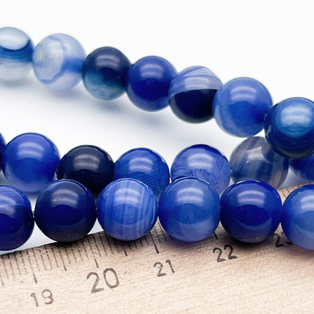 Агат тонированный бусины, цвет темно-синий, диаметр около 10,1-10,3 мм, цена за 18-19 шт (1/2 нити)