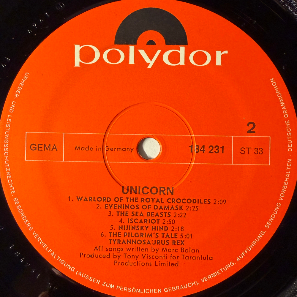 Tyrannosaurus Rex ‎– Unicorn (Германия 1969г.) Т