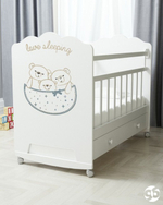 Кровать детская Love Sleeping колесо-качалка с ящиком (белый) (1200х600)