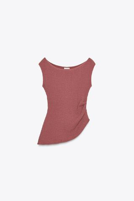 ZARA ТОП ТЕКСТУРНЫЙ СО СБОРКАМИ, БУРГУНДИ