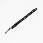 Черный кожаный ошейник с золотистой фурнитурой