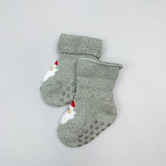 Носочки махровые со стоперами Новогодние, Серые