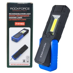 Лампа светодиодная аккумуляторная(5W COB+1W,магнит,180гр.,250Lm,2000mAh,USB провод,время раб.3ч,время заряд.2-3ч,защита гнезда зарядки) RockForce##Rock FORCE RF-F-01402