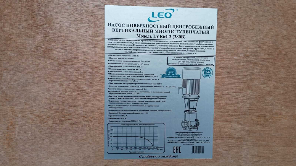 Насос повышения давления LEO LVR64-2 (380В)