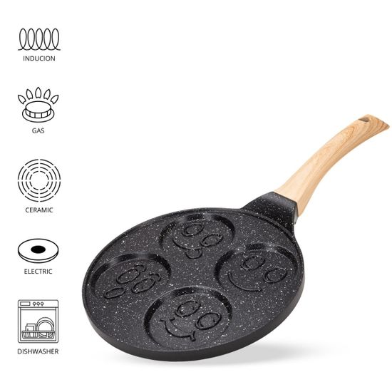 Сковорода для оладий 22 см. Kamille КМ 4216 индукция смайлики