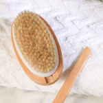 Банная двусторонняя массажная щётка из натуральной щетины с ручкой