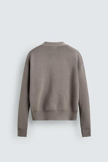 ZARA КАРДИГАН ИЗ РЕЛЬЕФНОГО ХЛОПКА, СЕРО-КОРИЧНЕВЫЙ