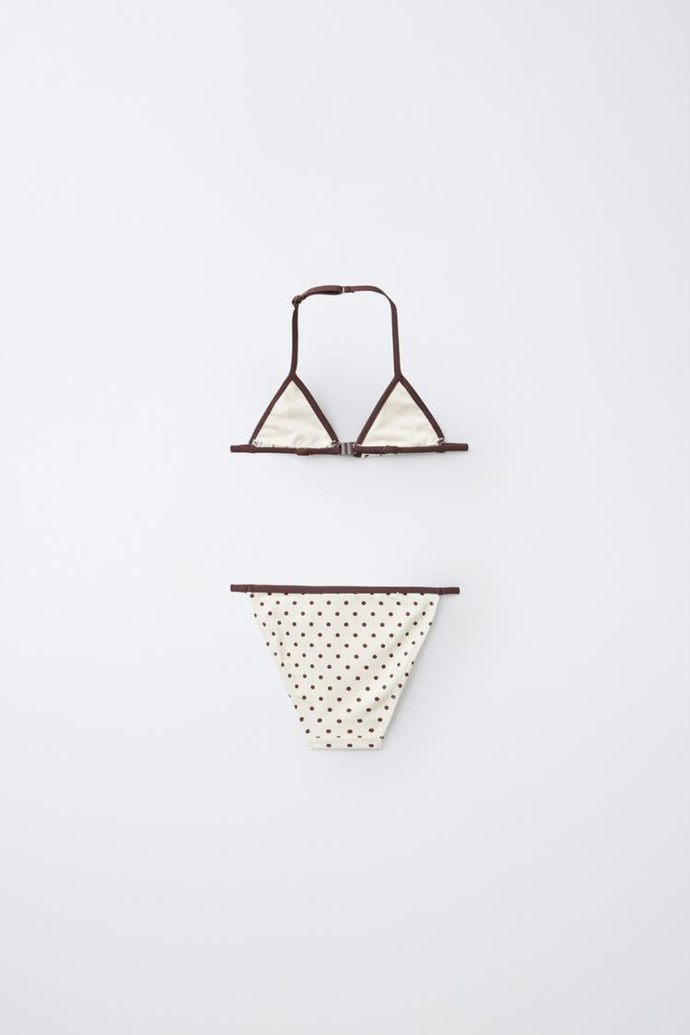 ZARA КУПАЛЬНИК В ГОРОШЕК, ЭКРЮ