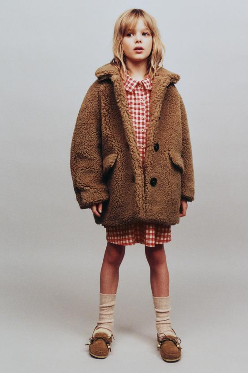 ZARA ПЛАТЬЕ В КЛЕТКУ, КРЕМОВЫЙ/КРАСНЫЙ