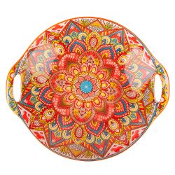 Блюдо с ручками " " (оранжевый) 22.5х20.5х4.5см (min9) (транспортная упаковка)