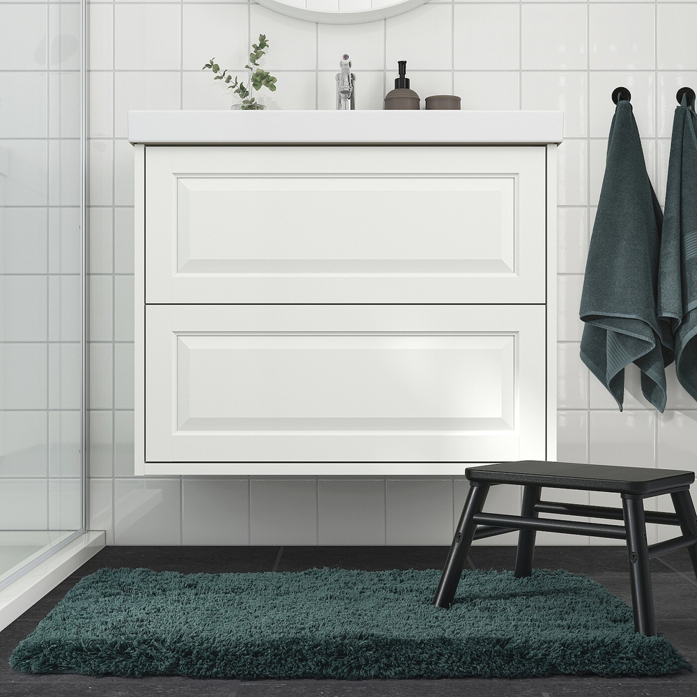 IKEA ALMTJÄRN  (ИКЕА АЛМТЙÄРН)  -  Коврик для ванной комнаты, серо-бирюзовый, 60x90 см