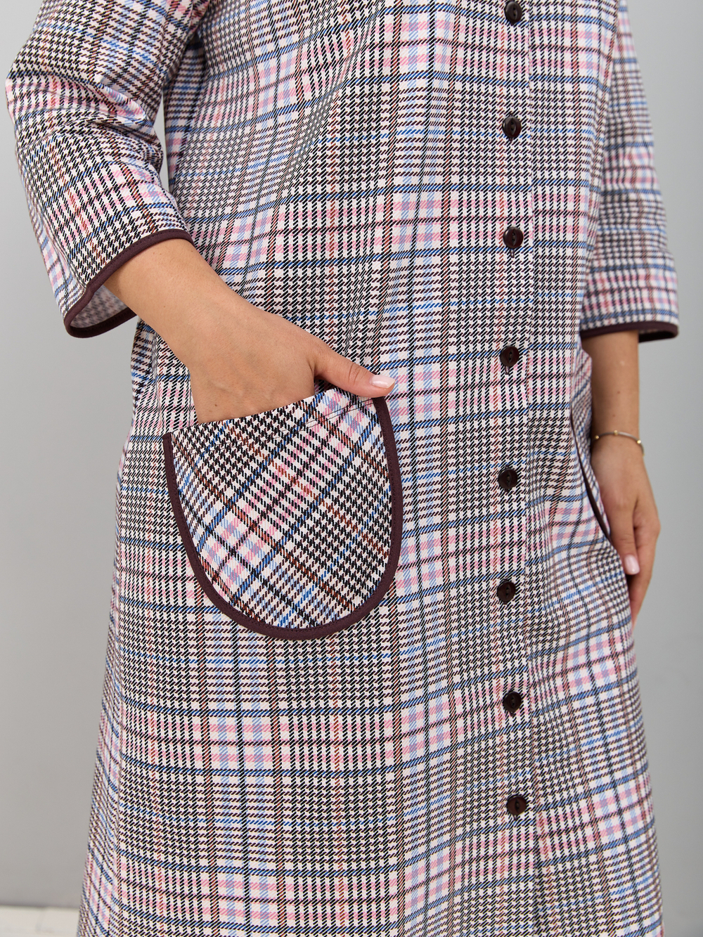 Халат Х-138/коричнево-розоваяклетка-к