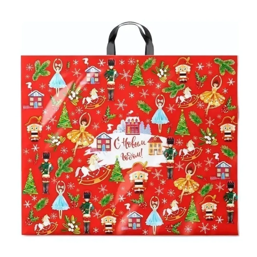 Пакет ПЭ с петлевой ручкой 60+6см(Щелкунчик) НГ Интерпак (х25)