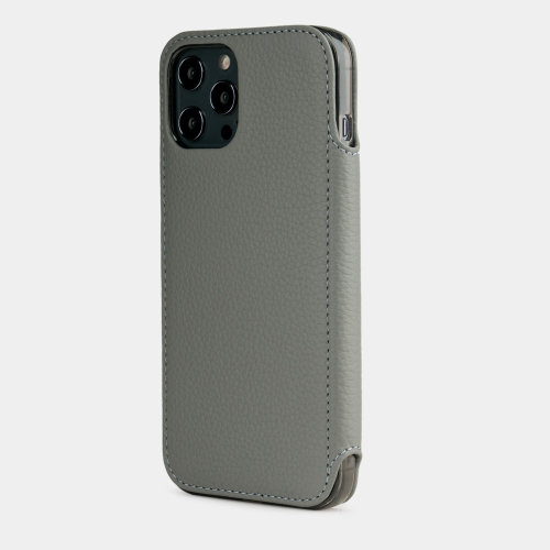 Чехол Benoit для iPhone 12/12Pro Max из кожи теленка стального цвета