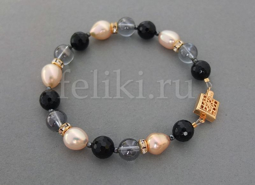 браслет из агата и хрусталя (б-0803-16)