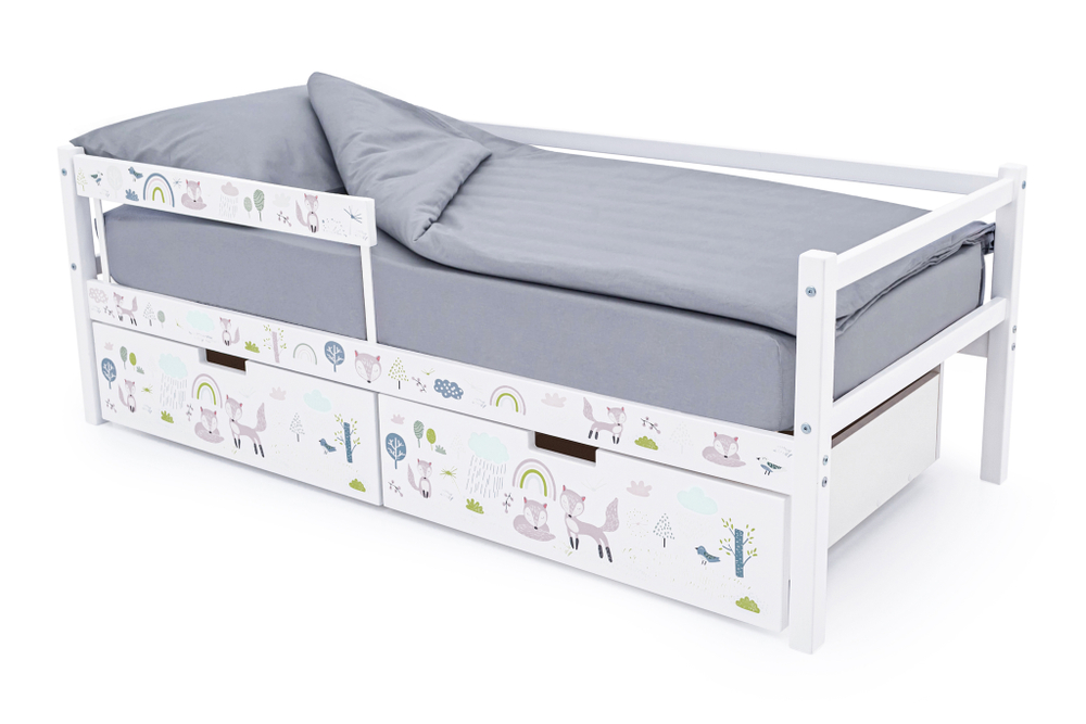 Детская кровать тахта Бельмарко Svogen белый лисята