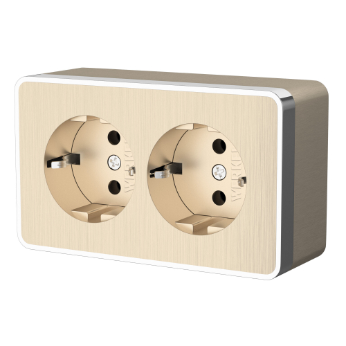 Розетка двойная с заземлением Gallant шампань рифленый W5072110