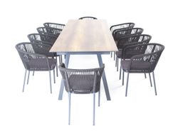 "Куба" обеденная группа на 10 персон, стол HPL "дуб", круглый роуп