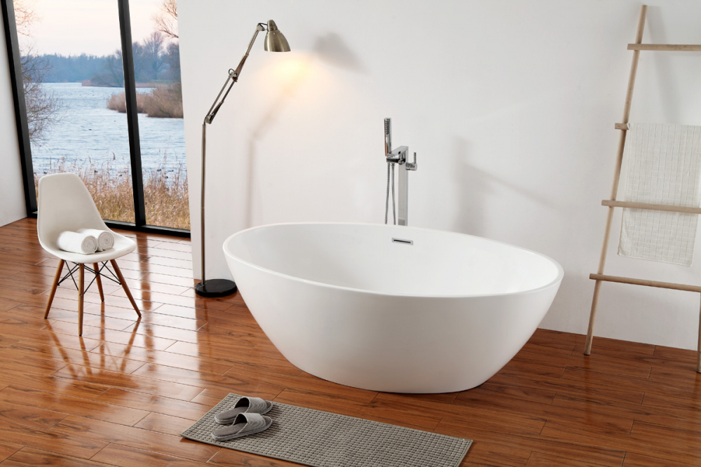 Акриловая ванна отдельностоящая ABBER AB9249 175x100 см. белая