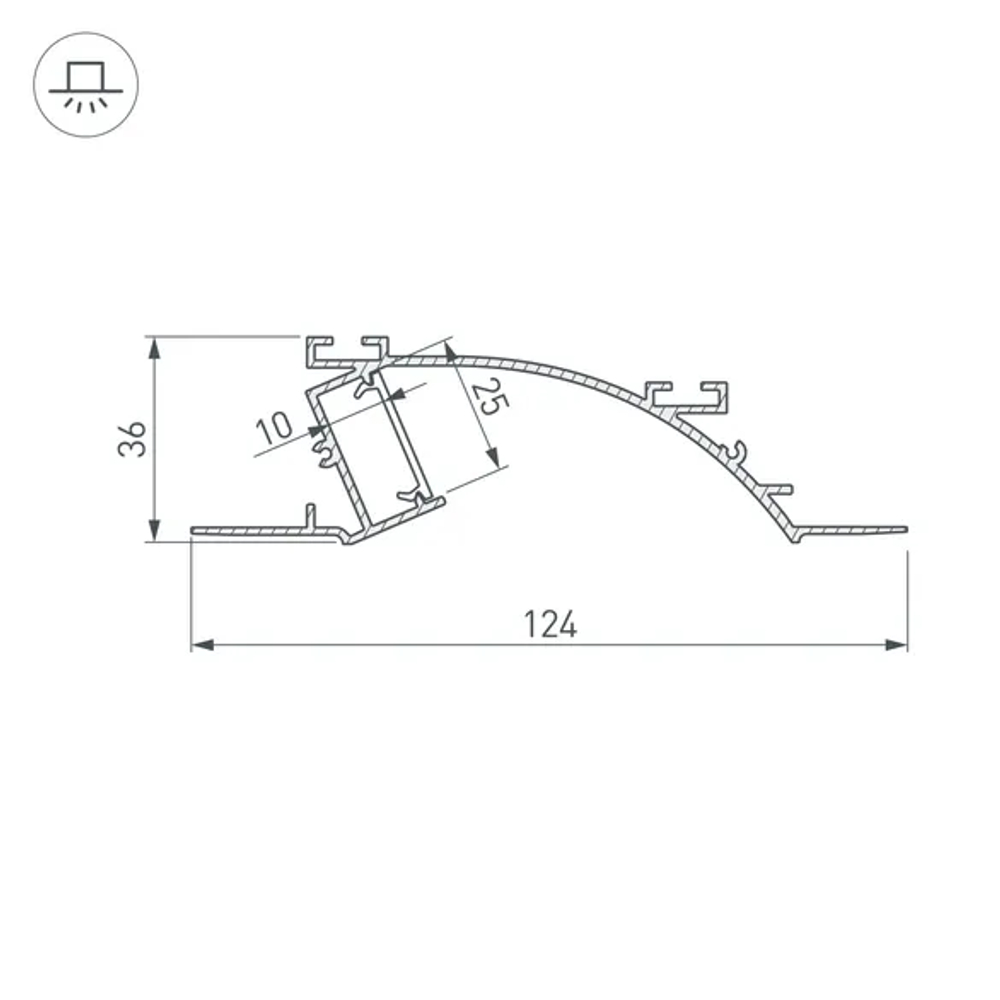 Профиль с экраном ALM-ARC-SINGLE-2000 ANOD+FROST (Arlight, Алюминий) 029850