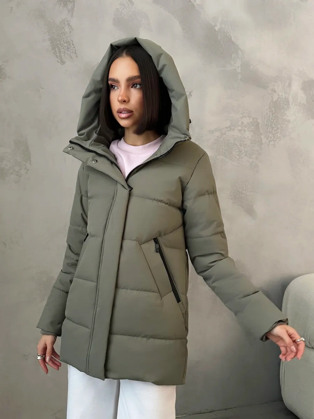 Куртка весенняя удлиненная с капюшоном