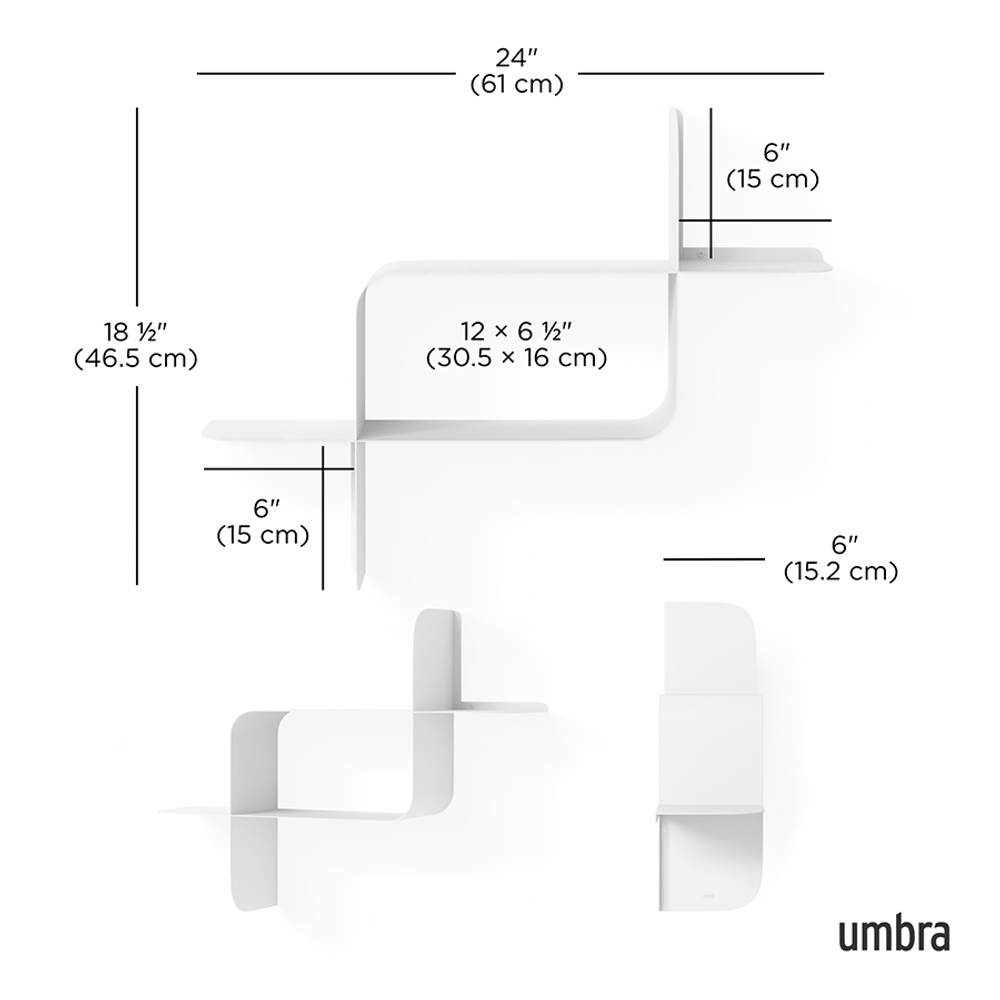 Набор металлических настенных полок Montage, 2 шт., белый