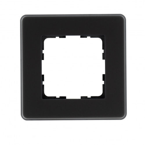 Стеклянная матовая закругленная рамка 1 пост , цвет черный