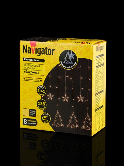 Гирлянда Бахрома &quot;Звезды и Елочки&quot; 2,5*1м 38241