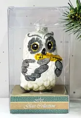 Елочное украшение Сова с флейтой, стекло, 12 см., 1 шт., Витус (А152)