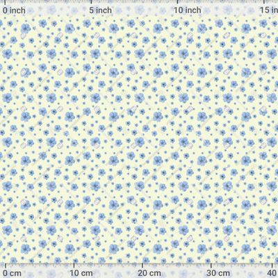 Россыпь из голубых цветов на желтом фоне by Lilyacherepanova2908 1000 DPI