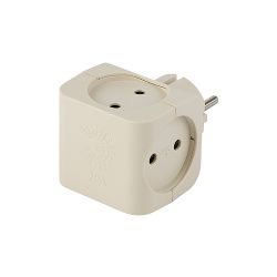 Разветвитель электрический ЭРА SP-4-I на 4 розетки без заземления 16А слоновая кость