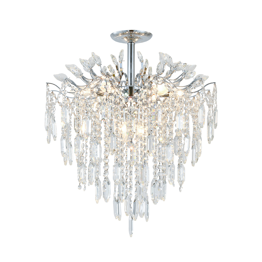 Люстра на штанге 8x40Вт E14, металл/хрусталь, хром/прозрачный