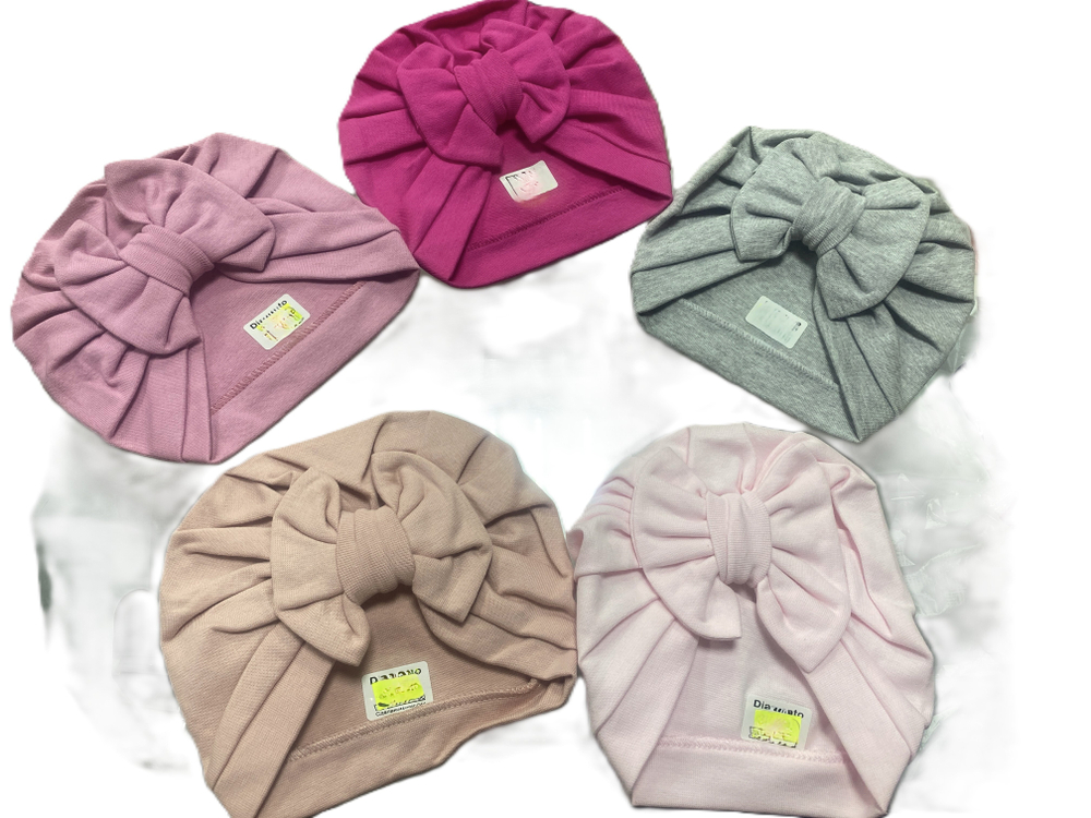 Шапочка-чалма с бантом цвета в ассортименте на возраст 1-2 года девочки