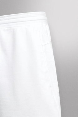 ZARA СПОРТИВНЫЕ ШОРТЫ ИЗ СМЕСОВОГО ХЛОПКА 9", БЕЛЫЙ